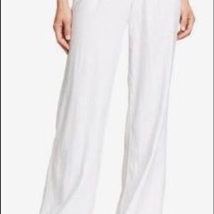 OLD NAVY wide leg white linen blend pants fold over yoga style L large